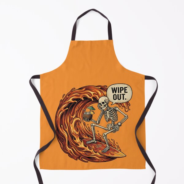 Item preview, Skeleton Surfing Fire Wave – Wipe Out Funny Skull Surfer Dark Humor Graphic Tee designed and sold by Raw Tigers.