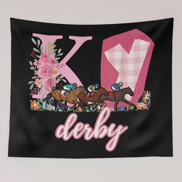 Item preview, KY Derby Horse Racing Floral Kentucky Jockey Monogram Gingham Print designed and sold by KrystinaGiGi.
