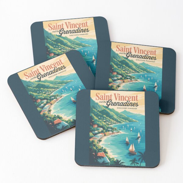 Item preview, St Vincent and the Grenadines Landscape Illustration Travel Art Vintage designed and sold by KrisSidDesigns.