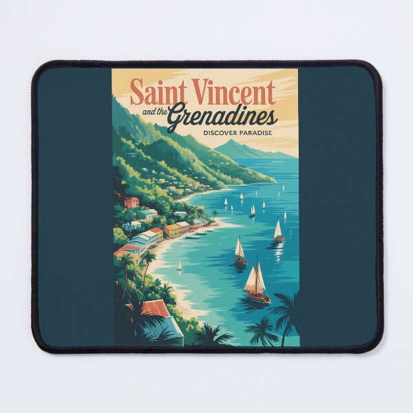 Item preview, St Vincent and the Grenadines Landscape Illustration Travel Art Vintage designed and sold by KrisSidDesigns.