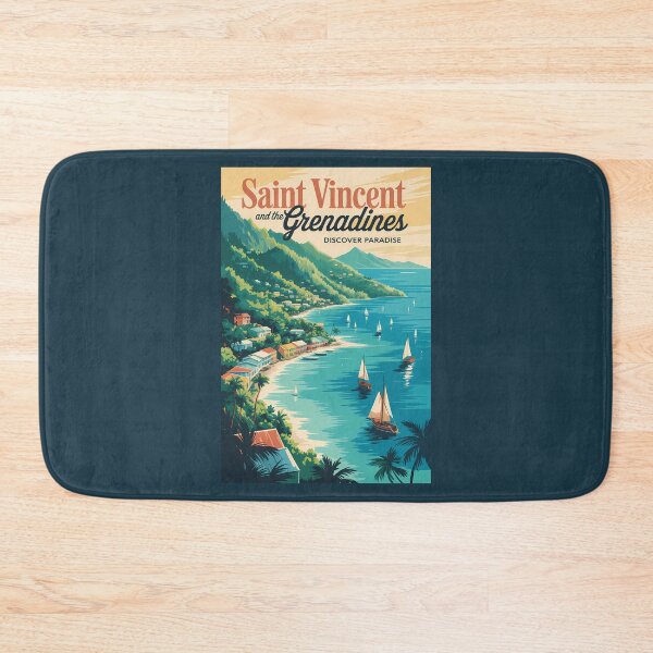 Item preview, St Vincent and the Grenadines Landscape Illustration Travel Art Vintage designed and sold by KrisSidDesigns.