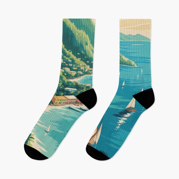 Item preview, St Vincent and the Grenadines Landscape Illustration Travel Art Vintage designed and sold by KrisSidDesigns.