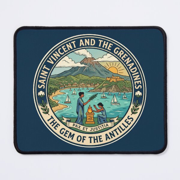 Item preview, Saint Vincent and the Grenadines Illustration Travel Art Badge designed and sold by KrisSidDesigns.