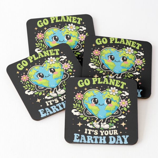 Item preview, Go Planet It's Your Earth Day Retro Heart Earth Kawaii Flowers designed and sold by Taniyah Gomes.