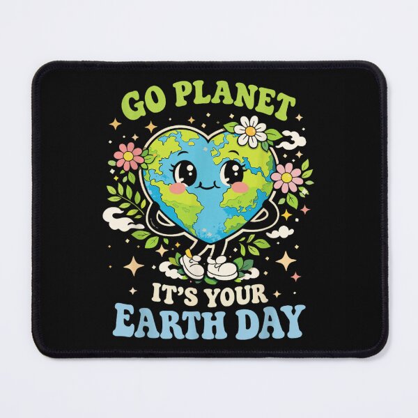 Item preview, Go Planet It's Your Earth Day Retro Heart Earth Kawaii Flowers designed and sold by Taniyah Gomes.