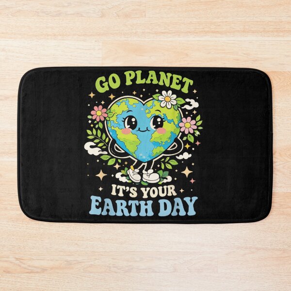 Item preview, Go Planet It's Your Earth Day Retro Heart Earth Kawaii Flowers designed and sold by Taniyah Gomes.
