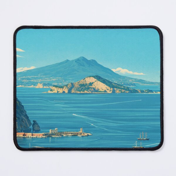 Item preview, Vintage Coastal View of Naples Bay with Mount Vesuvius designed and sold by darekkocurek.