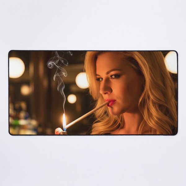 Item preview, Elegant Woman Lighting Cigarette Vintage Bar Aesthetic Design. designed and sold by Spark2Seduction.