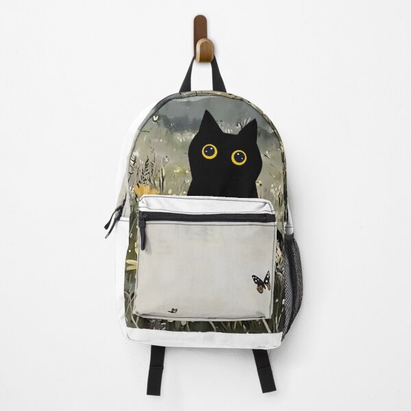 Item preview, Cottagecore Black Cat in Wildflower Meadow designed and sold by PurrfectHome.