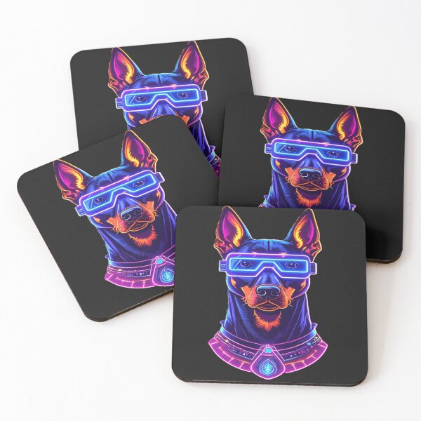 Item preview, Cyberpunk Doberman Neon Synthwave Dog Portrait designed and sold by JR_Concept.