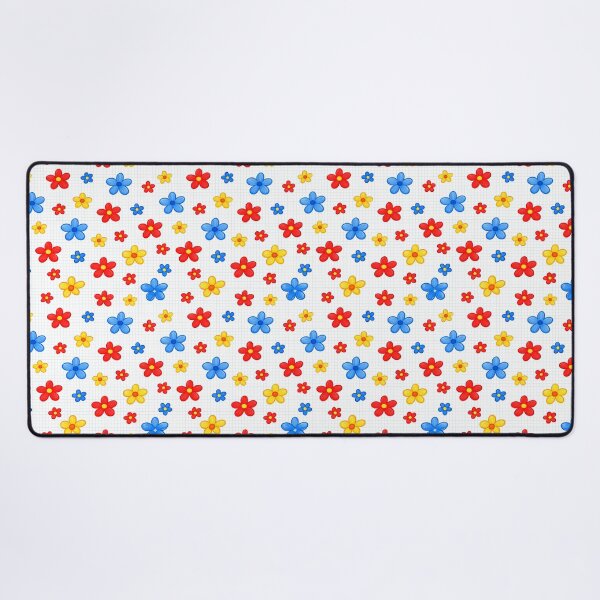Item preview, Colorful Floral Seamless Pattern – Red, Yellow and Blue Flowers on White Grid designed and sold by tviyluv.