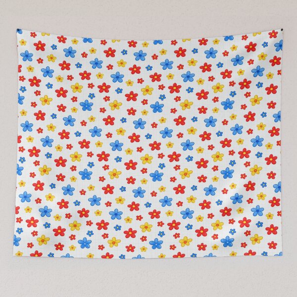 Item preview, Colorful Floral Seamless Pattern – Red, Yellow and Blue Flowers on White Grid designed and sold by tviyluv.