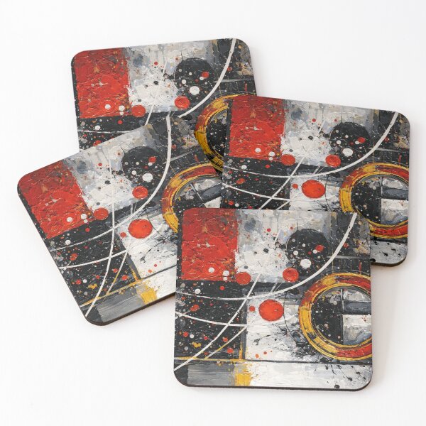 Item preview, Abstract Geometric Art Red Gold Black designed and sold by RawEdgeStudios.