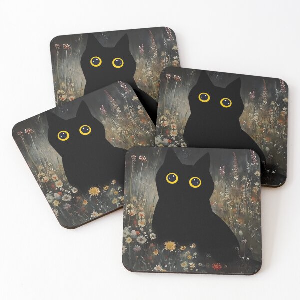 Item preview, Whimsical Black Cat with Butterflies Botanical Art designed and sold by PurrfectHome.