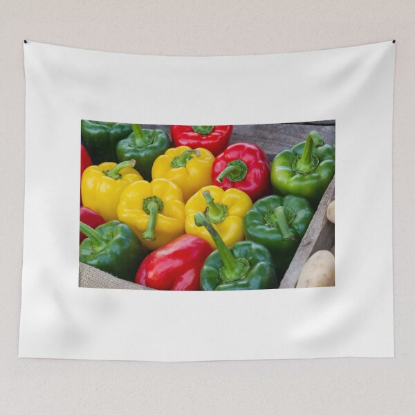 Item preview, Colorful Fresh Bell Peppers In Crate Red Yellow And Green Vegetables For Market Or Cooking designed and sold by Nmallia.