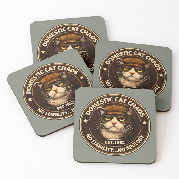 Item preview, Domestic Cat Chaos - No Liability... No Apology - Funny Cat Shirt - Company Logo/Vintage-style Cat Humour/Cat Lover Gift  designed and sold by Halejo68.