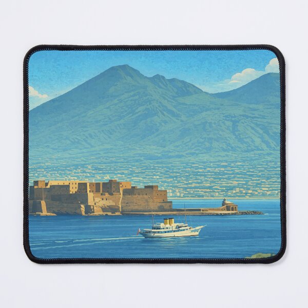 Item preview, Coastal View of Castel dell’Ovo with Mount Vesuvius in the Background designed and sold by darekkocurek.