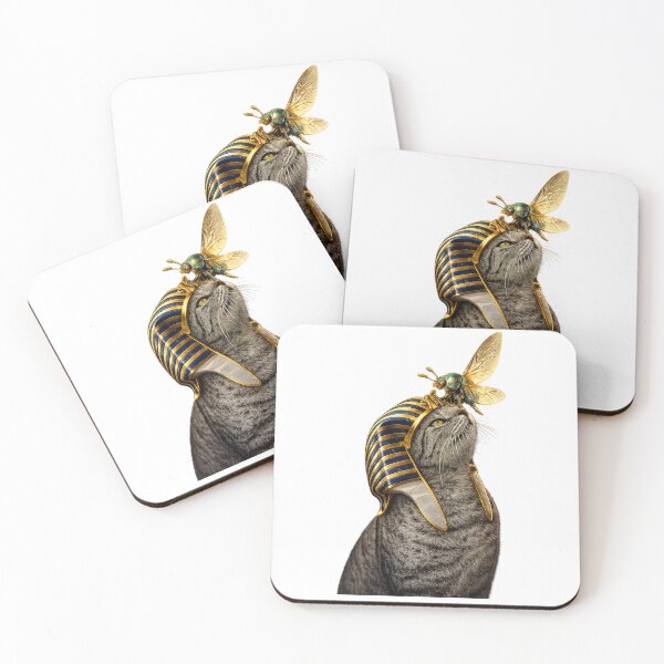 Item preview, Ancient Egyptian Cat Bastet and Sacred Beetle Scarab Khepri – Surreal Pharaoh Kitty Aesthetic, Kemet  designed and sold by TuyaArts.