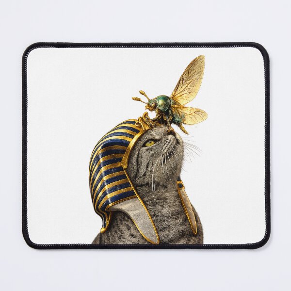 Item preview, Ancient Egyptian Cat Bastet and Sacred Beetle Scarab Khepri – Surreal Pharaoh Kitty Aesthetic, Kemet designed and sold by TuyaArts.