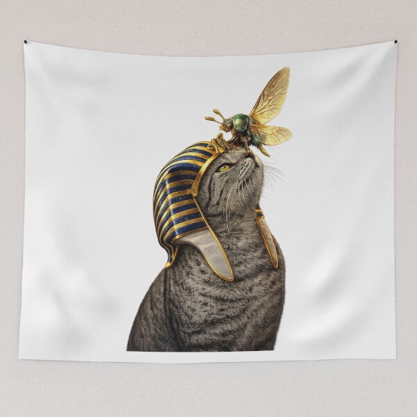Item preview, Ancient Egyptian Cat Bastet and Sacred Beetle Scarab Khepri – Surreal Pharaoh Kitty Aesthetic, Kemet  designed and sold by TuyaArts.