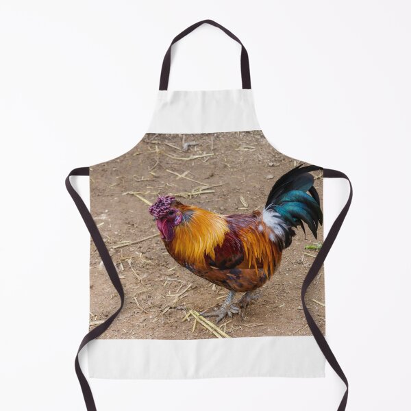 Item preview, Colorful Rooster Walking on Dirt Farmyard With Iridescent Tail Feathers and Bright Red Comb designed and sold by Nmallia.