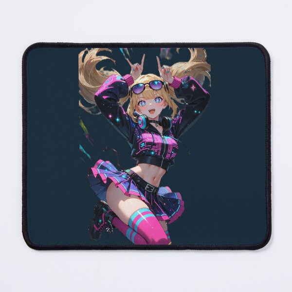 Item preview, Neon Star DJ Girl – Kawaii Cyber Idol Art designed and sold by RadaQueen.