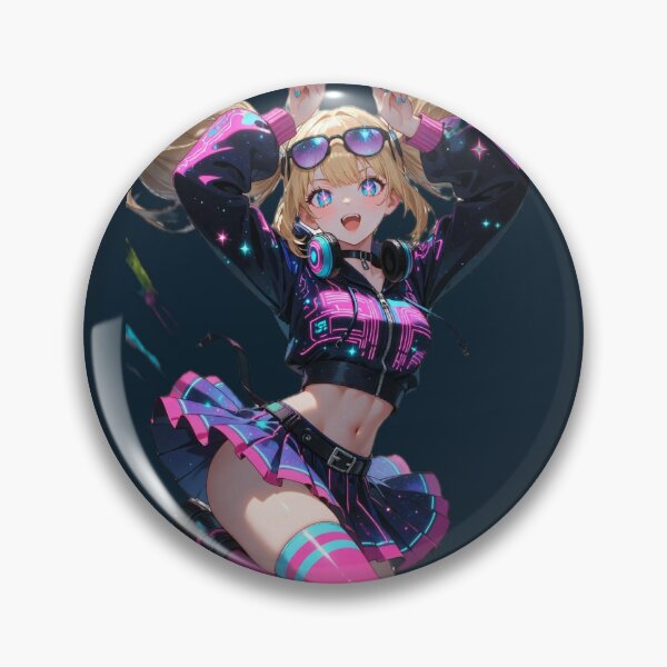 Item preview, Neon Star DJ Girl – Kawaii Cyber Idol Art designed and sold by RadaQueen.