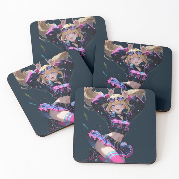 Item preview, Neon Star DJ Girl – Kawaii Cyber Idol Art designed and sold by RadaQueen.