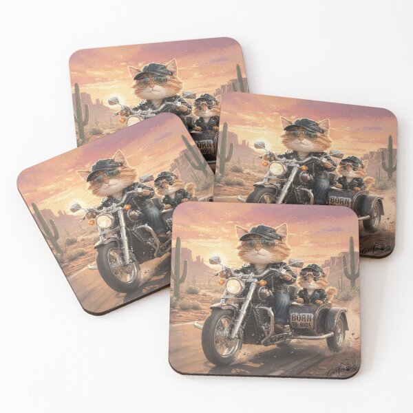 Item preview, Cool Cat Dad Riding with Kitten Painting designed and sold by CataosMeow.