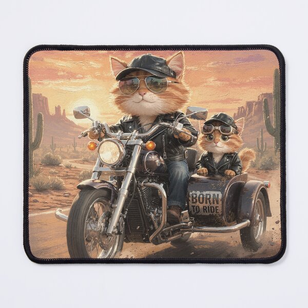 Item preview, Cool Cat Dad Riding with Kitten Painting designed and sold by CataosMeow.