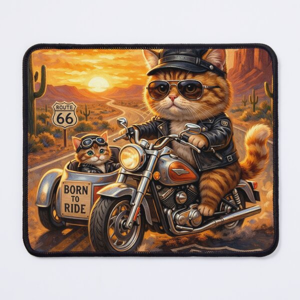 Item preview, Cool Cat Dad Riding with Kitten Route 66 designed and sold by CataosMeow.