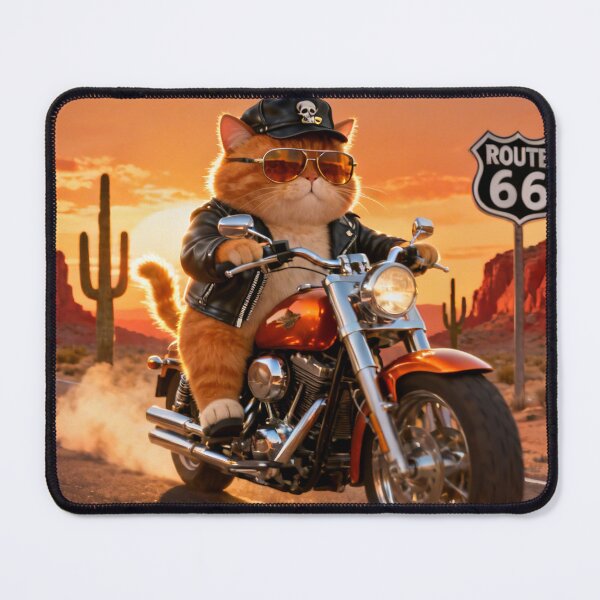 Item preview, Cool Cat Motorcycle Rider Route 66 designed and sold by CataosMeow.