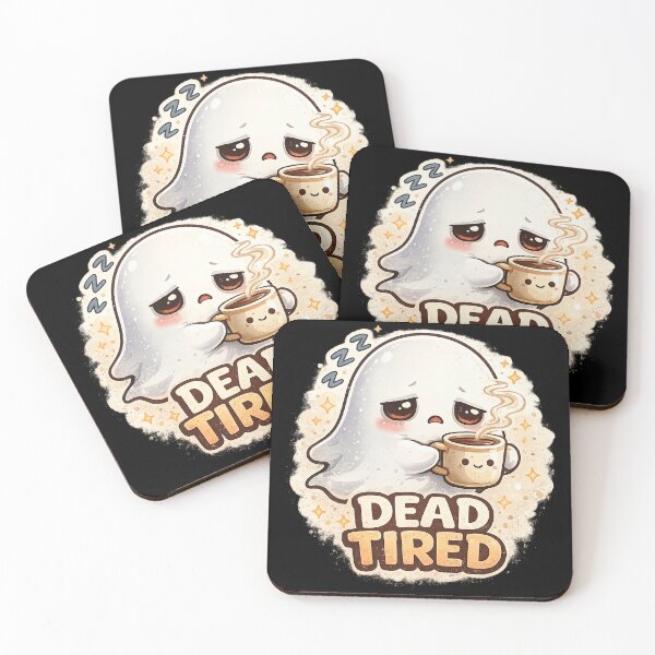 Item preview, Dead Tired Cute Ghost Coffee Lover Kawaii Halloween designed and sold by UnicornDreamers.