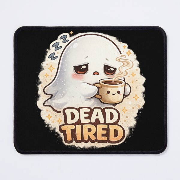 Item preview, Dead Tired Cute Ghost Coffee Lover Kawaii Halloween designed and sold by UnicornDreamers.