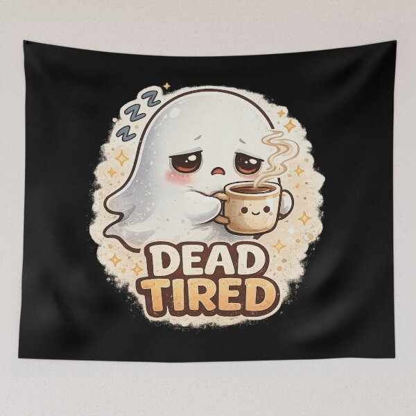 Item preview, Dead Tired Cute Ghost Coffee Lover Kawaii Halloween designed and sold by UnicornDreamers.