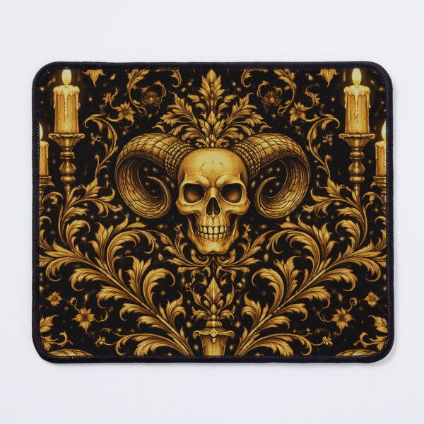 Item preview, Golden Occult Skull & Ritual Candles - Baroque Gothic Damask designed and sold by cabuks.