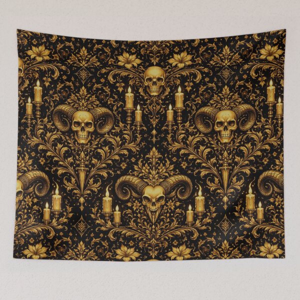 Item preview, Golden Occult Skull & Ritual Candles - Baroque Gothic Damask designed and sold by cabuks.