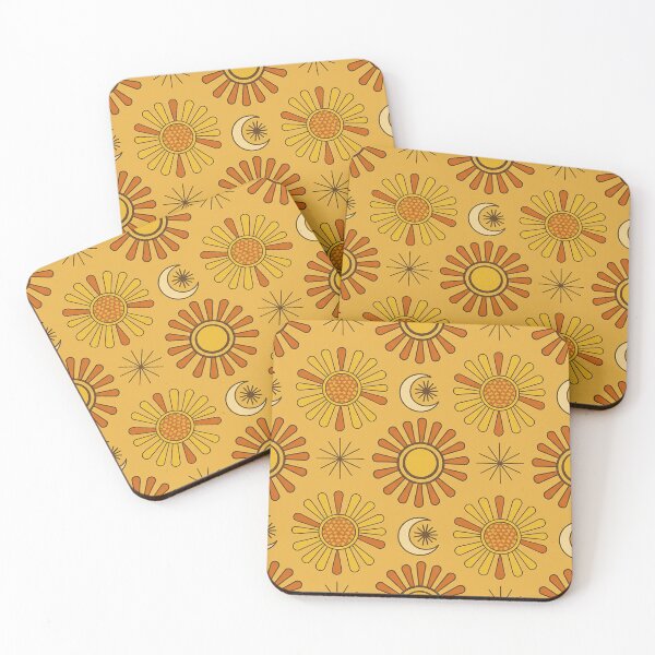 Item preview, Retro Sun and Moon Seamless Pattern – Orange Yellow Celestial Motif designed and sold by tviyluv.