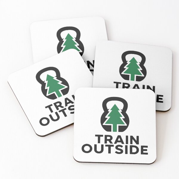Item preview, Train Outside Typography With Minimalist Kettlebell Tree Icon designed and sold by FunFitLife Studio.