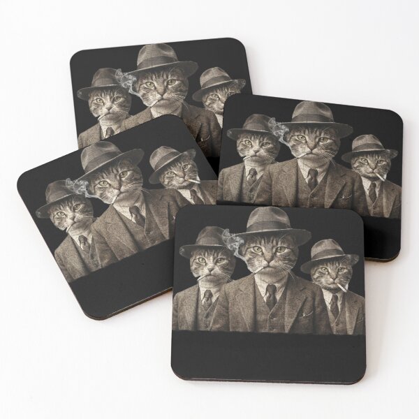 Item preview, Vintage Mafia Cats Portrait Gangster Cat Art designed and sold by Negisandeep studio.