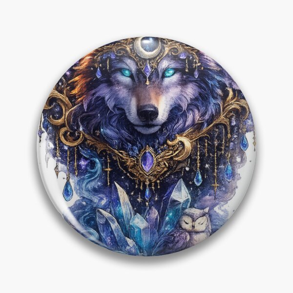 Item preview, Mystical Wolf Moon Crystal Art | Spiritual Animal Aesthetic Design designed and sold by SIL-STUDIO .