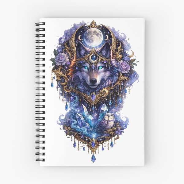 Item preview, Mystical Wolf Moon Crystal Art | Spiritual Animal Aesthetic Design designed and sold by SIL-STUDIO .