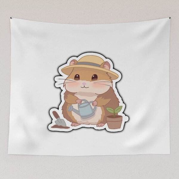 Item preview, Cute Gardening Hamster Sticker -Kawaii Plant Lover Watering Can Cottagecore Animal Art designed and sold by pn_terest.