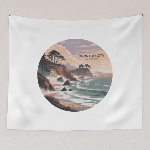 Item preview, Darnton City California: Pastel Sunset Ocean Illustration designed and sold by CircinusStore.