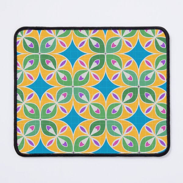 Item preview, Colorful Geometric Floral Seamless Pattern – Yellow, Green, Purple and Pink on Blue designed and sold by tviyluv.