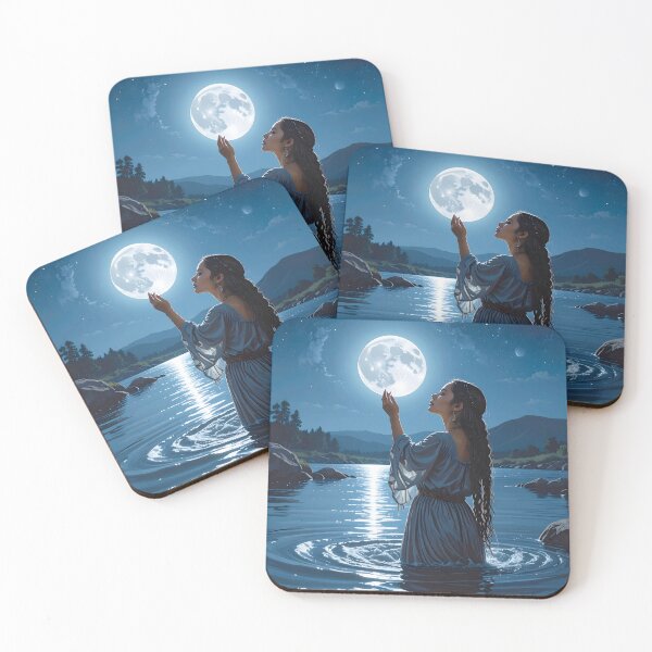 Item preview, Moon Goddess River — Mystical Moon Illustration designed and sold by Schoenenwald - Illustrations Uniques et Originales.