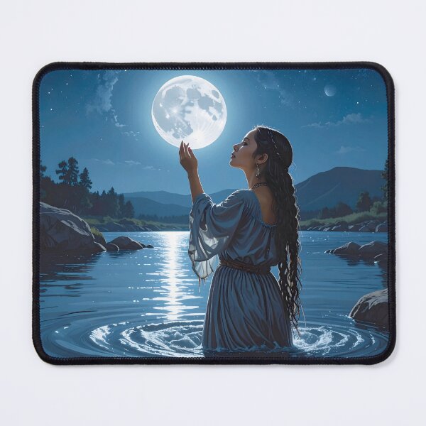 Item preview, Moon Goddess River — Mystical Moon Illustration designed and sold by Schoenenwald - Illustrations Uniques et Originales.
