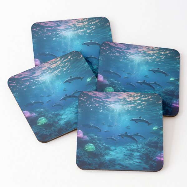 Item preview, Bioluminescent Dolphins — Futuristic Fantasy Ocean designed and sold by Schoenenwald - Illustrations Uniques et Originales.