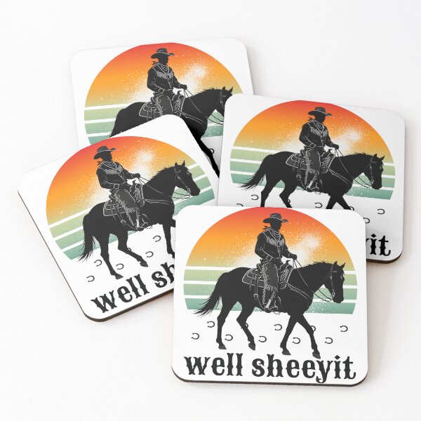 Item preview, Well Sheeyit Cowboy Silhouette Retro Sunset designed and sold by ReuvenStore.