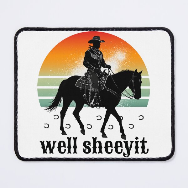 Item preview, Well Sheeyit Cowboy Silhouette Retro Sunset designed and sold by ReuvenStore.